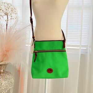 Dooney & Bourke Vibrant Green Crossbody Bag with Brown Trim